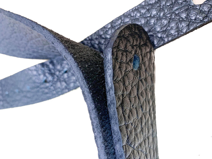 Black Pebbled Genuine Leather Guitar Strap