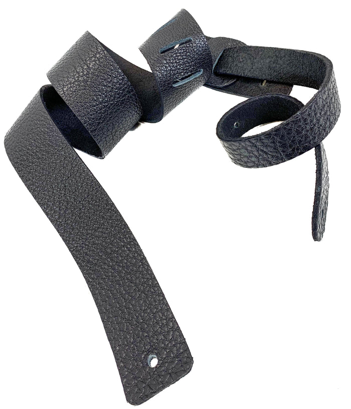Black Pebbled Genuine Leather Guitar Strap