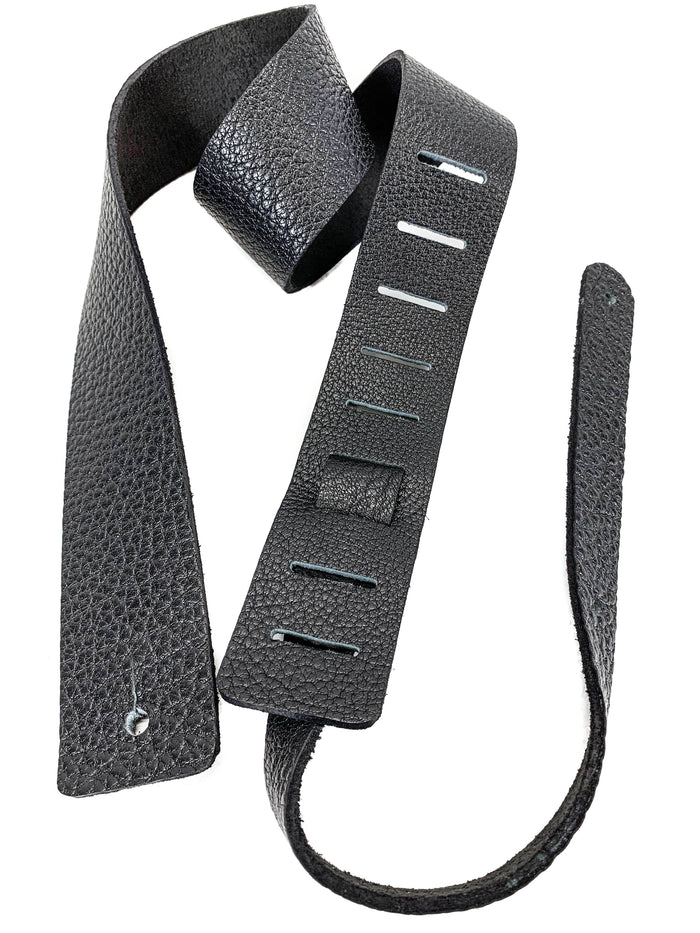 Black Pebbled Genuine Leather Guitar Strap