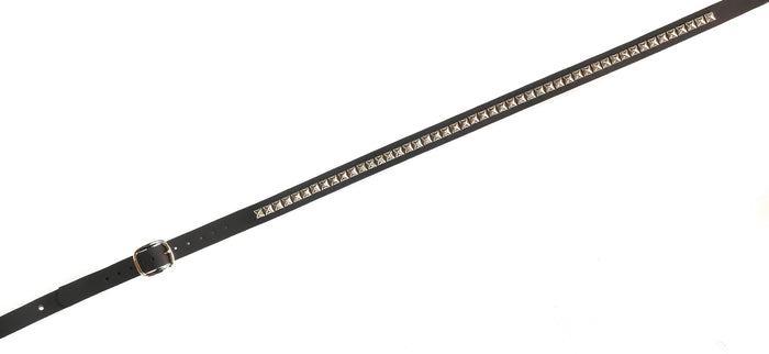 Black Silver Studded One Row  Buckle Strap 1 1/4" Wide
