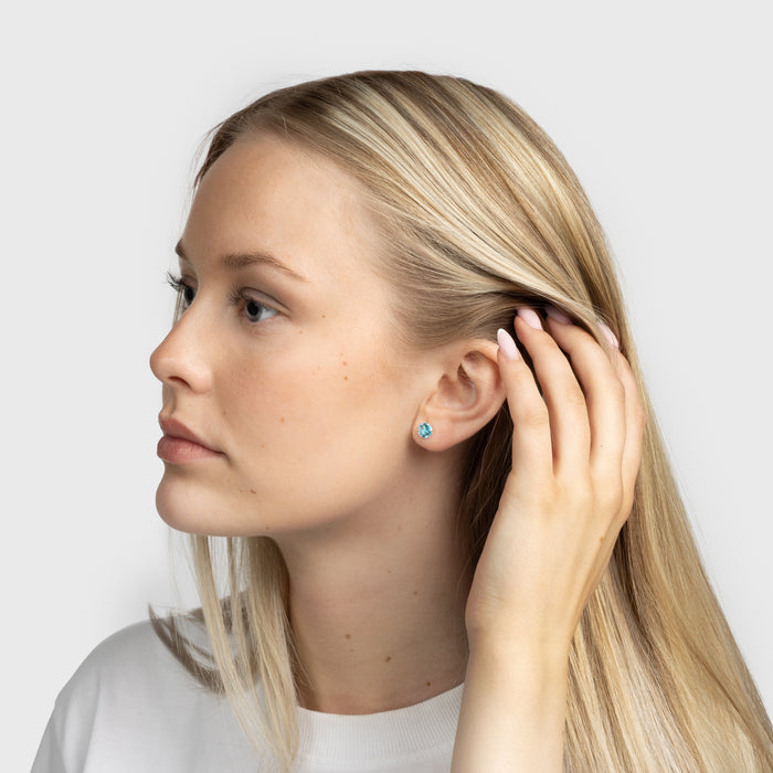 Blue Zircon Silver Stud Earrings - Grimfrost