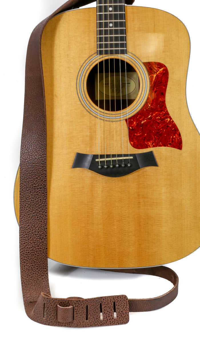 Brown Pebbled Genuine Leather Guitar Strap