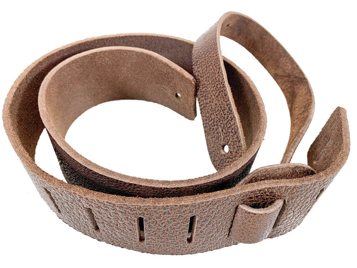 Brown Pebbled Genuine Leather Guitar Strap