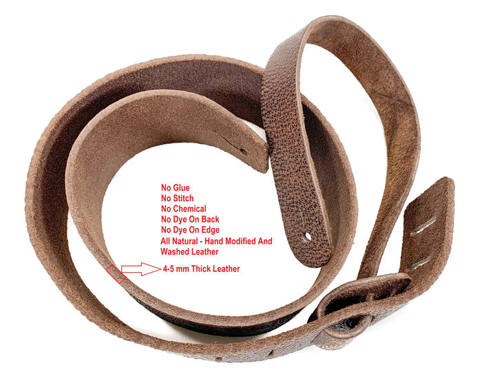 Brown Pebbled Genuine Leather Guitar Strap