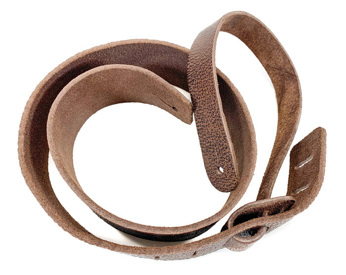 Brown Pebbled Genuine Leather Guitar Strap