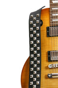 Checkered Pyramid Studded Genuine Leather Guitar Strap