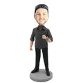 Cool Casual Man With One Hand Fist Custom Figure Bobblehead