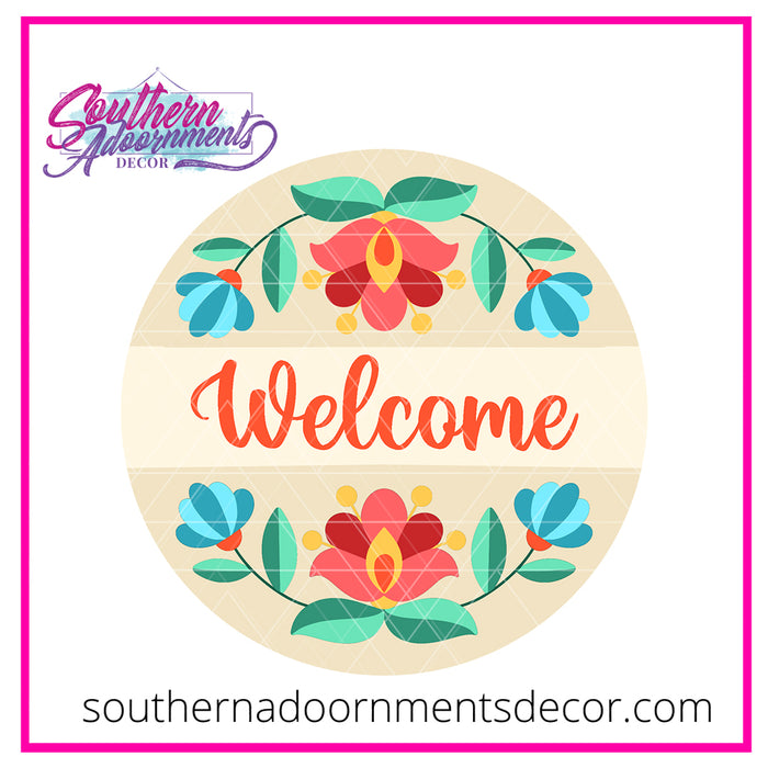 Folk Flower Split Round Blank