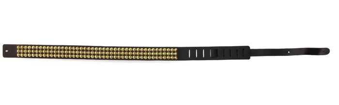 Gold Conical Studded Genuine Leather Guitar Strap