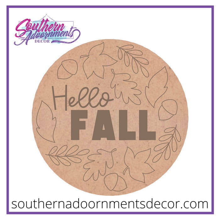 Hello Fall Leaves Blank