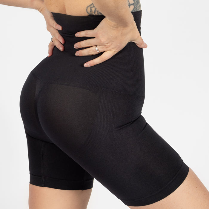 High-Waisted Mid Thigh Short, Black - Grimfrost