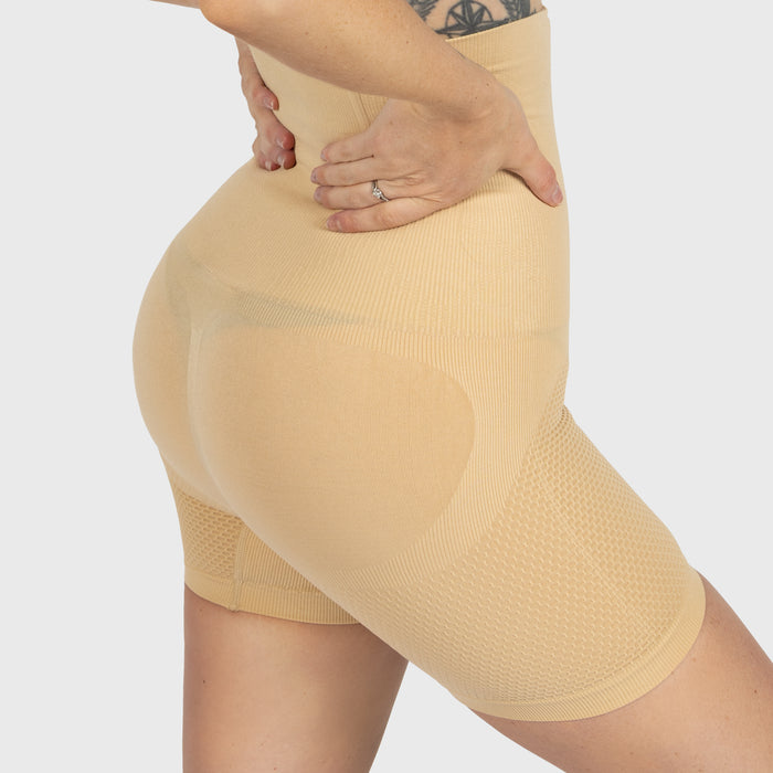 High-Waisted Shaping Shorts, Sand - Grimfrost
