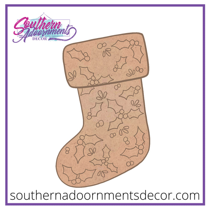 Holly Stocking Blank