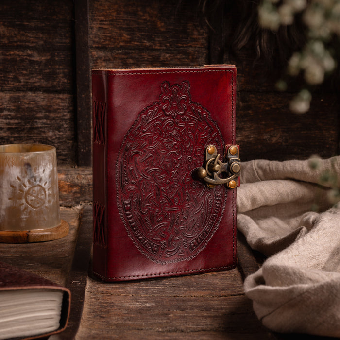 Leather Diary, Wolf, Brass Buckle