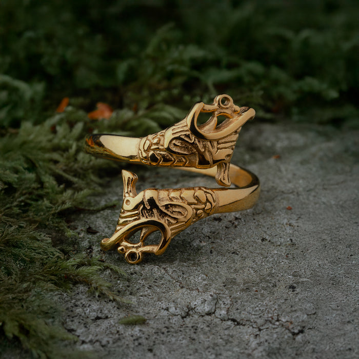 Lindworm Ring, Gold Plated - Grimfrost