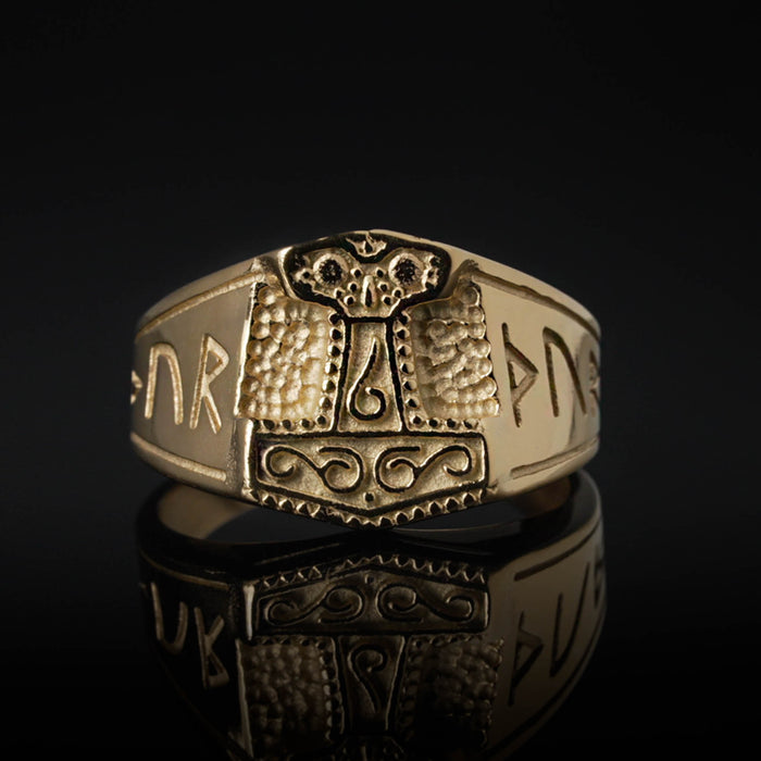 Mjolnir Ring, Gold Plated - Grimfrost