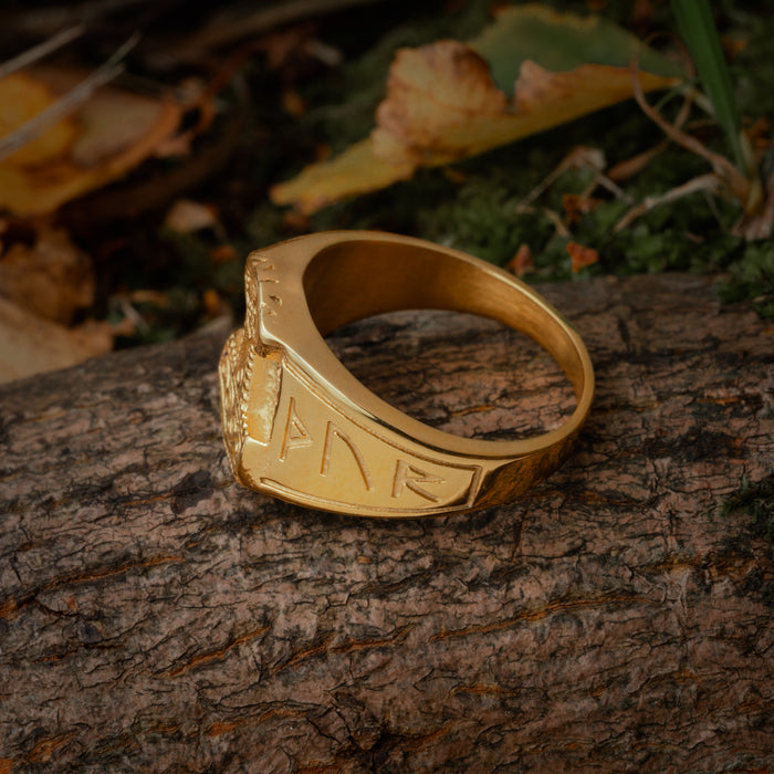 Mjolnir Ring, Gold Plated - Grimfrost