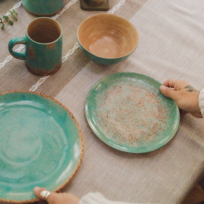 Patina Turquoise 16PC Ceramic Dish Set Dinnerware Set