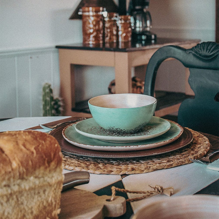 Patina Turquoise 16PC Ceramic Dish Set Dinnerware Set