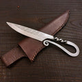 Premium Pattern-Welded Krumknife, Cognac Brown Sheath