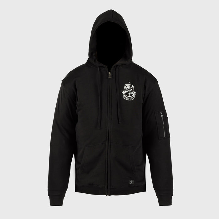 Premium Zip Hoodie, Runic Ship, Black