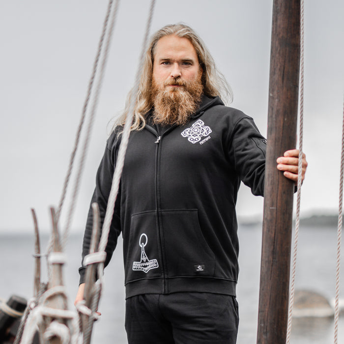 Premium Zip Hoodie, Volund, Black