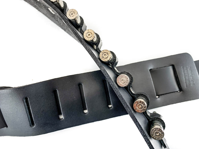 Real Bullet Guitar Strap .223 Caliber Nickle Shell Copper Tips