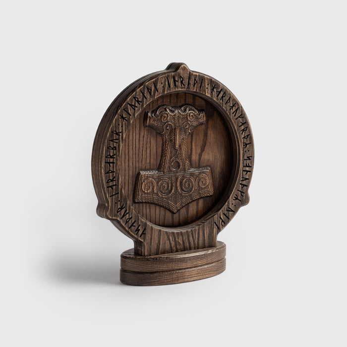 Runic Mjolnir Lamp, Oak