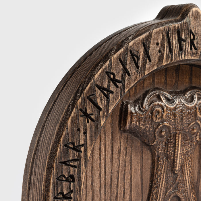 Runic Mjolnir Lamp, Oak