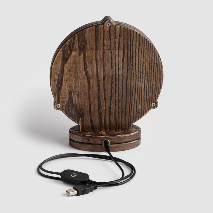 Runic Mjolnir Lamp, Oak