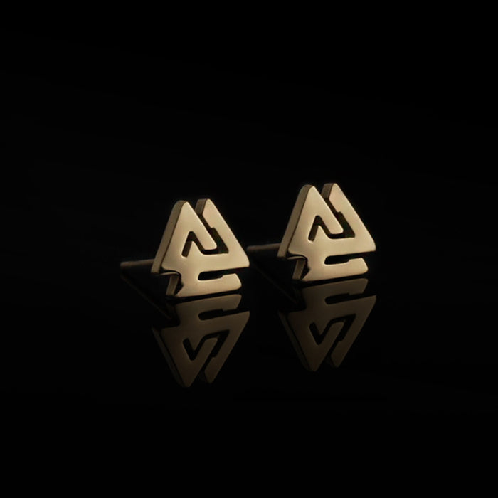 Stud Earring, Valknut Gold Plated - Grimfrost