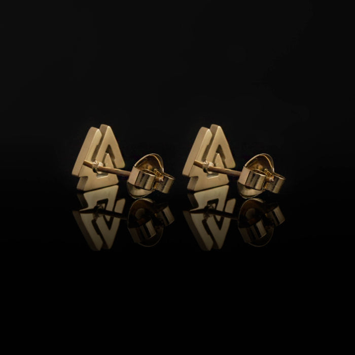 Stud Earring, Valknut Gold Plated - Grimfrost