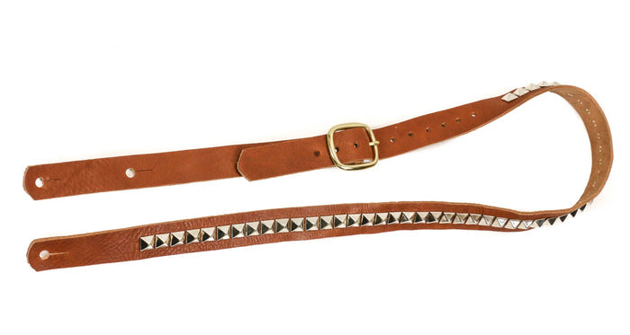 Tan Saddle Studded One Row  Buckle Strap 1 1/4" Wide