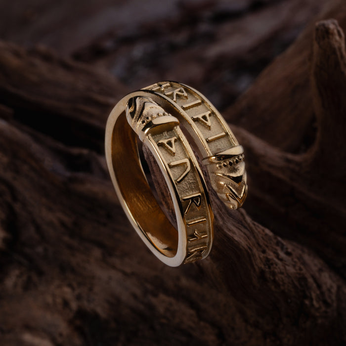 Thor Lindworm Ring, Gold Plated