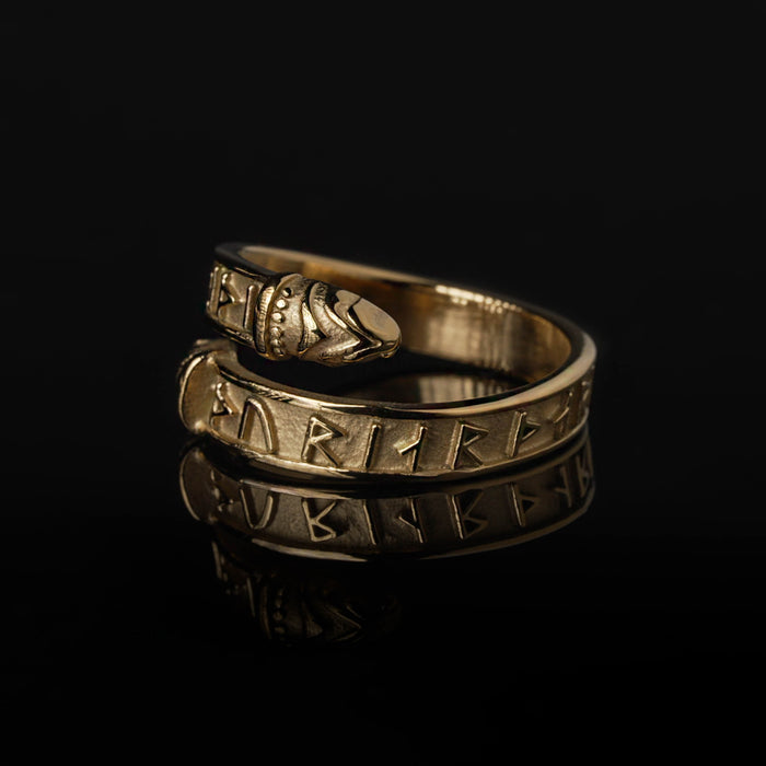 Thor Lindworm Ring, Gold Plated