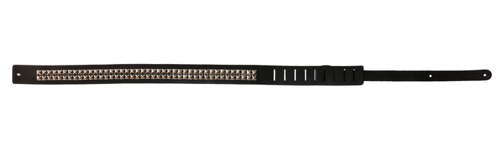 Two Row Pyramid Studded Genuine Leather Guitar Strap