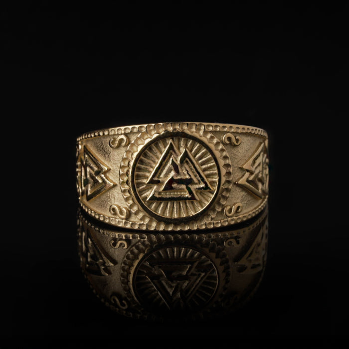 Valknut Ring, Gold Plated - Grimfrost