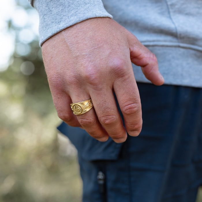 Valknut Ring, Gold Plated - Grimfrost