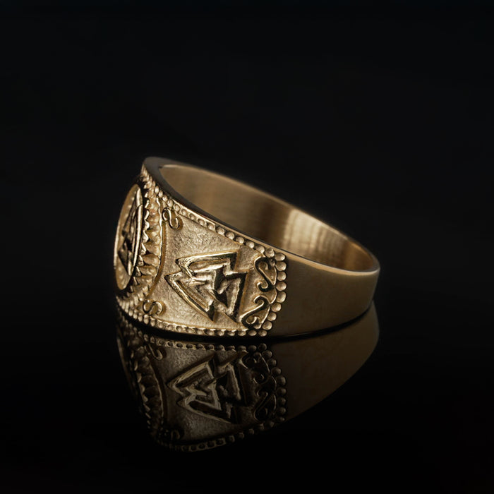Valknut Ring, Gold Plated - Grimfrost