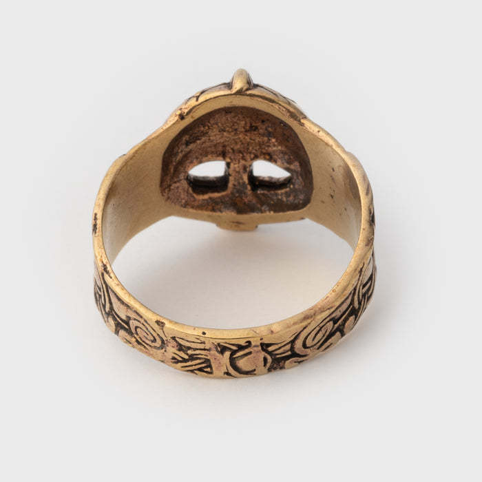 Viking Helmet Ring, Bronze