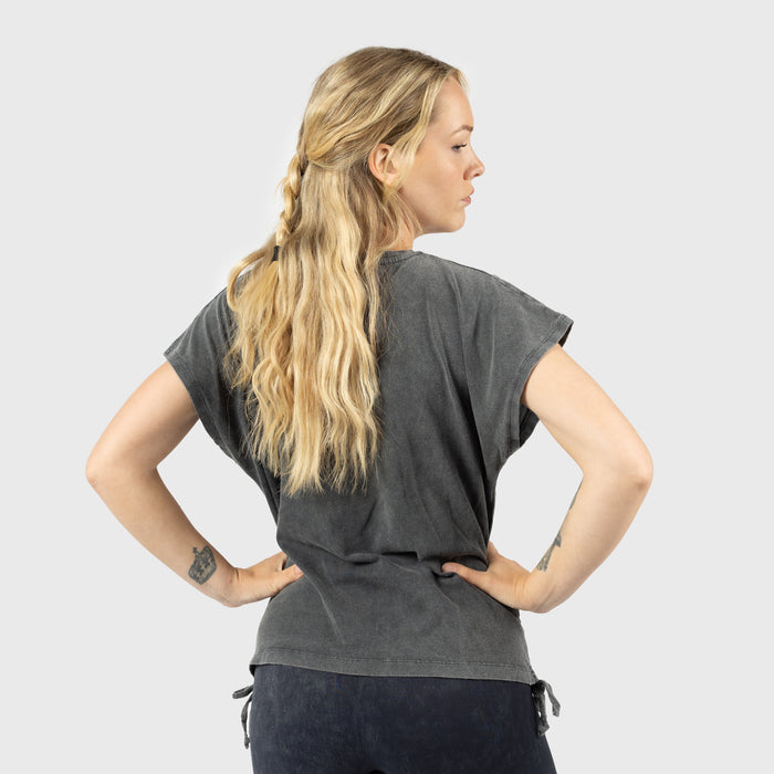 Women's Drawstring Tee, Est. 2014, Washed Grey - Grimfrost