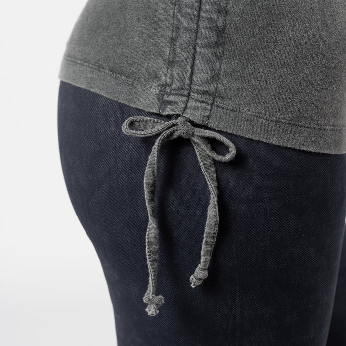 Women's Drawstring Tee, Est. 2014, Washed Grey - Grimfrost