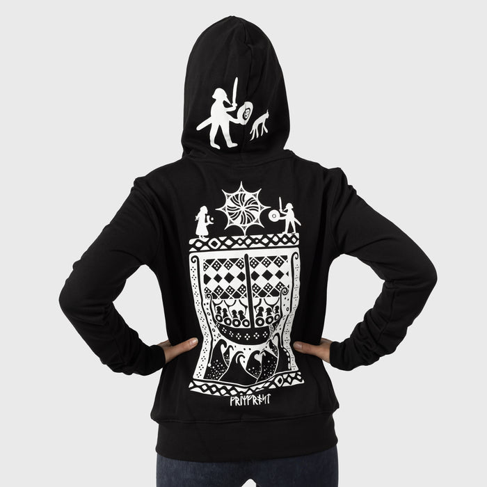 Women's Premium Zip Hoodie, Gute Stone, Black