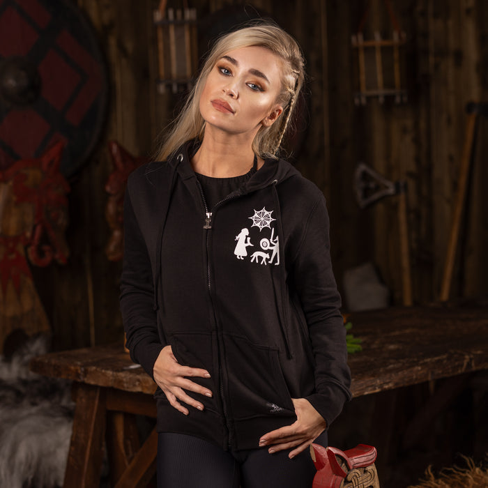 Women's Premium Zip Hoodie, Gute Stone, Black