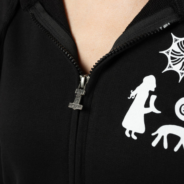 Women's Premium Zip Hoodie, Gute Stone, Black