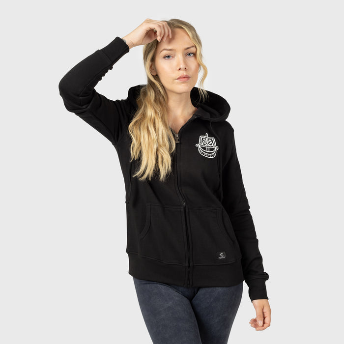Women's Premium Zip Hoodie, Runic Ship, Black
