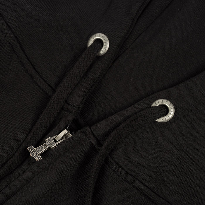 Women's Premium Zip Hoodie, Runic Ship, Black