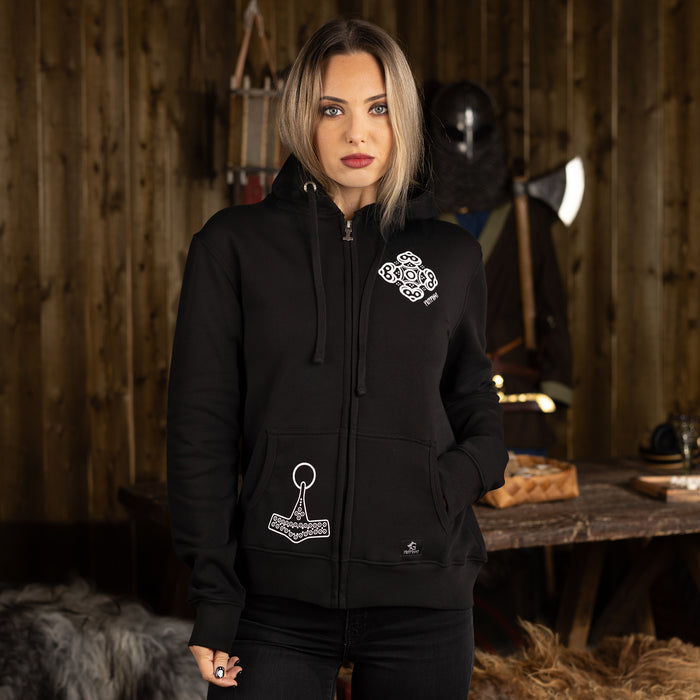 Women's Premium Zip Hoodie, Volund, Black