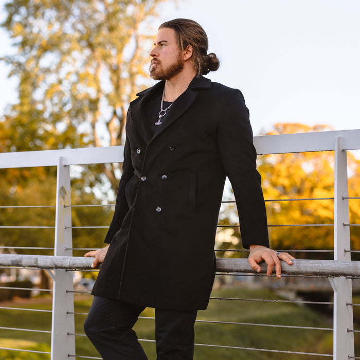 Wool Coat, Black - Grimfrost