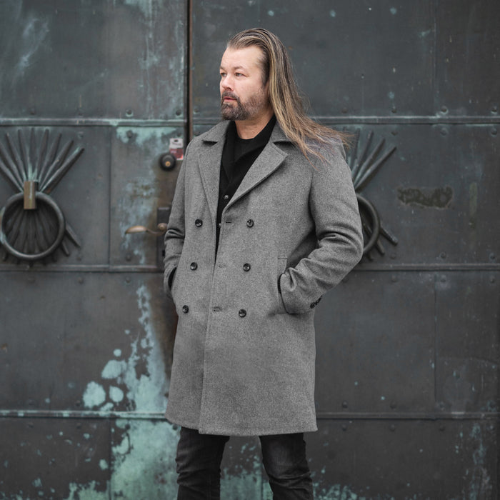 Wool Coat, Grey - Grimfrost